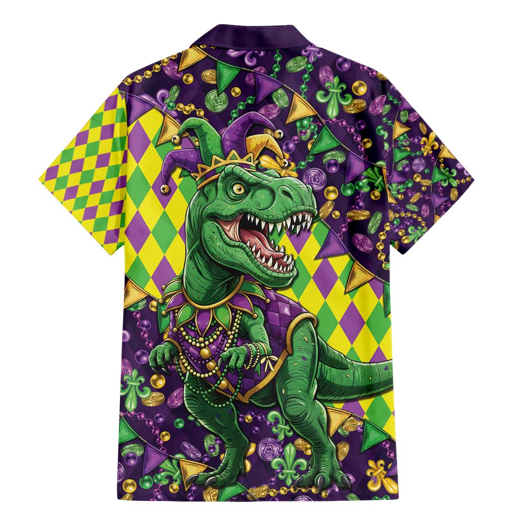Funny Mardi Gras T-Rex Dinosaur Family Matching Mermaid Dress and Hawaiian Shirt Let The Good Times Roll - Wonder Print Shop