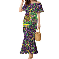 Funny Mardi Gras T-Rex Dinosaur Family Matching Mermaid Dress and Hawaiian Shirt Let The Good Times Roll - Wonder Print Shop