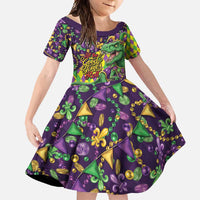 Funny Mardi Gras T-Rex Dinosaur Family Matching Off Shoulder Maxi Dress and Hawaiian Shirt Let The Good Times Roll - Wonder Print Shop