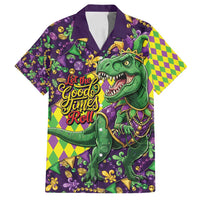Funny Mardi Gras T-Rex Dinosaur Family Matching Summer Maxi Dress and Hawaiian Shirt Let The Good Times Roll - Wonder Print Shop