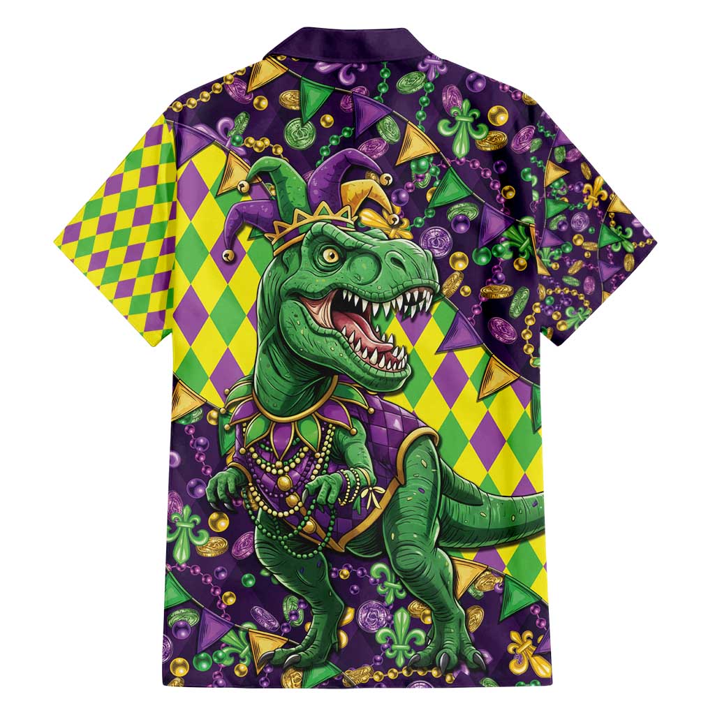 Funny Mardi Gras T-Rex Dinosaur Family Matching Summer Maxi Dress and Hawaiian Shirt Let The Good Times Roll - Wonder Print Shop