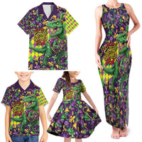 Funny Mardi Gras T-Rex Dinosaur Family Matching Tank Maxi Dress and Hawaiian Shirt Let The Good Times Roll - Wonder Print Shop