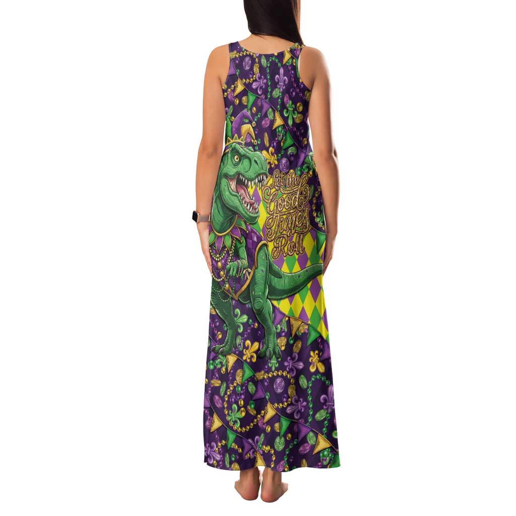 Funny Mardi Gras T-Rex Dinosaur Family Matching Tank Maxi Dress and Hawaiian Shirt Let The Good Times Roll - Wonder Print Shop