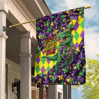Funny Mardi Gras T-Rex Dinosaur Garden Flag Let The Good Times Roll - Wonder Print Shop