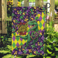 Funny Mardi Gras T-Rex Dinosaur Garden Flag Let The Good Times Roll - Wonder Print Shop