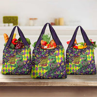 Funny Mardi Gras T-Rex Dinosaur Grocery Bag Let The Good Times Roll - Wonder Print Shop