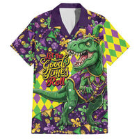 Funny Mardi Gras T-Rex Dinosaur Hawaiian Shirt Let The Good Times Roll - Wonder Print Shop