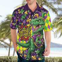 Funny Mardi Gras T-Rex Dinosaur Hawaiian Shirt Let The Good Times Roll - Wonder Print Shop