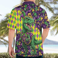 Funny Mardi Gras T-Rex Dinosaur Hawaiian Shirt Let The Good Times Roll - Wonder Print Shop