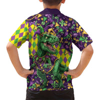 Funny Mardi Gras T-Rex Dinosaur Hawaiian Shirt Let The Good Times Roll - Wonder Print Shop