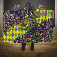 Funny Mardi Gras T-Rex Dinosaur Hooded Blanket Let The Good Times Roll - Wonder Print Shop