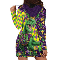 Funny Mardi Gras T-Rex Dinosaur Hoodie Dress Let The Good Times Roll - Wonder Print Shop
