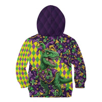 Funny Mardi Gras T-Rex Dinosaur Kid Hoodie Let The Good Times Roll - Wonder Print Shop