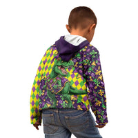 Funny Mardi Gras T-Rex Dinosaur Kid Hoodie Let The Good Times Roll - Wonder Print Shop