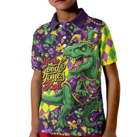 Funny Mardi Gras T-Rex Dinosaur Kid Polo Shirt Let The Good Times Roll - Wonder Print Shop