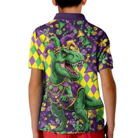 Funny Mardi Gras T-Rex Dinosaur Kid Polo Shirt Let The Good Times Roll - Wonder Print Shop