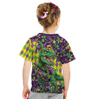 Funny Mardi Gras T-Rex Dinosaur Kid T Shirt Let The Good Times Roll - Wonder Print Shop