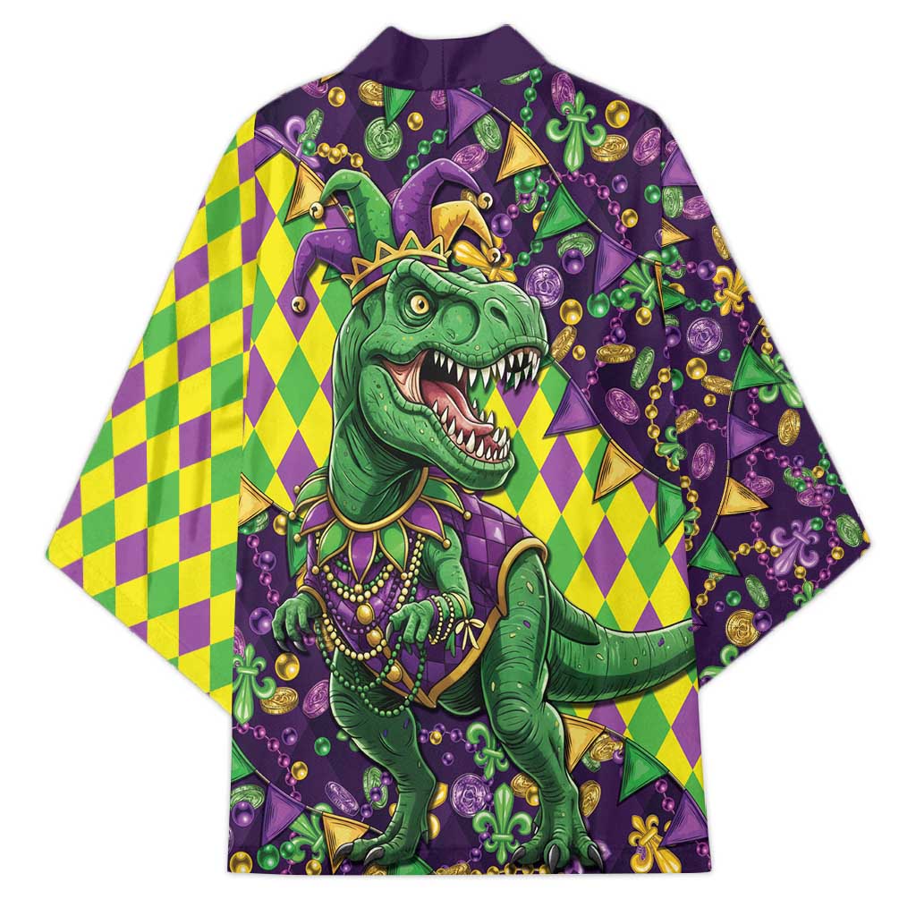 Funny Mardi Gras T-Rex Dinosaur Kimono Let The Good Times Roll - Wonder Print Shop