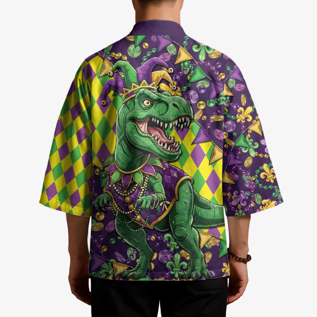 Funny Mardi Gras T-Rex Dinosaur Kimono Let The Good Times Roll - Wonder Print Shop