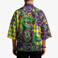 Funny Mardi Gras T-Rex Dinosaur Kimono Let The Good Times Roll - Wonder Print Shop