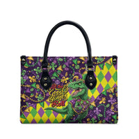 Funny Mardi Gras T-Rex Dinosaur Leather Bag Let The Good Times Roll - Wonder Print Shop