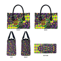 Funny Mardi Gras T-Rex Dinosaur Leather Bag Let The Good Times Roll - Wonder Print Shop