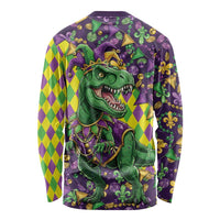 Funny Mardi Gras T-Rex Dinosaur Long Sleeve Shirt Let The Good Times Roll - Wonder Print Shop