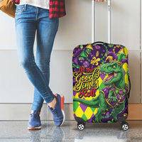 Funny Mardi Gras T-Rex Dinosaur Luggage Cover Let The Good Times Roll - Wonder Print Shop