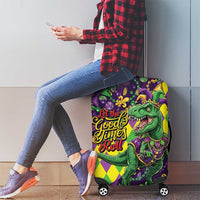 Funny Mardi Gras T-Rex Dinosaur Luggage Cover Let The Good Times Roll - Wonder Print Shop