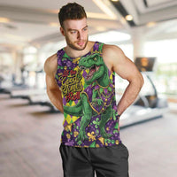 Funny Mardi Gras T-Rex Dinosaur Men Tank Top Let The Good Times Roll - Wonder Print Shop