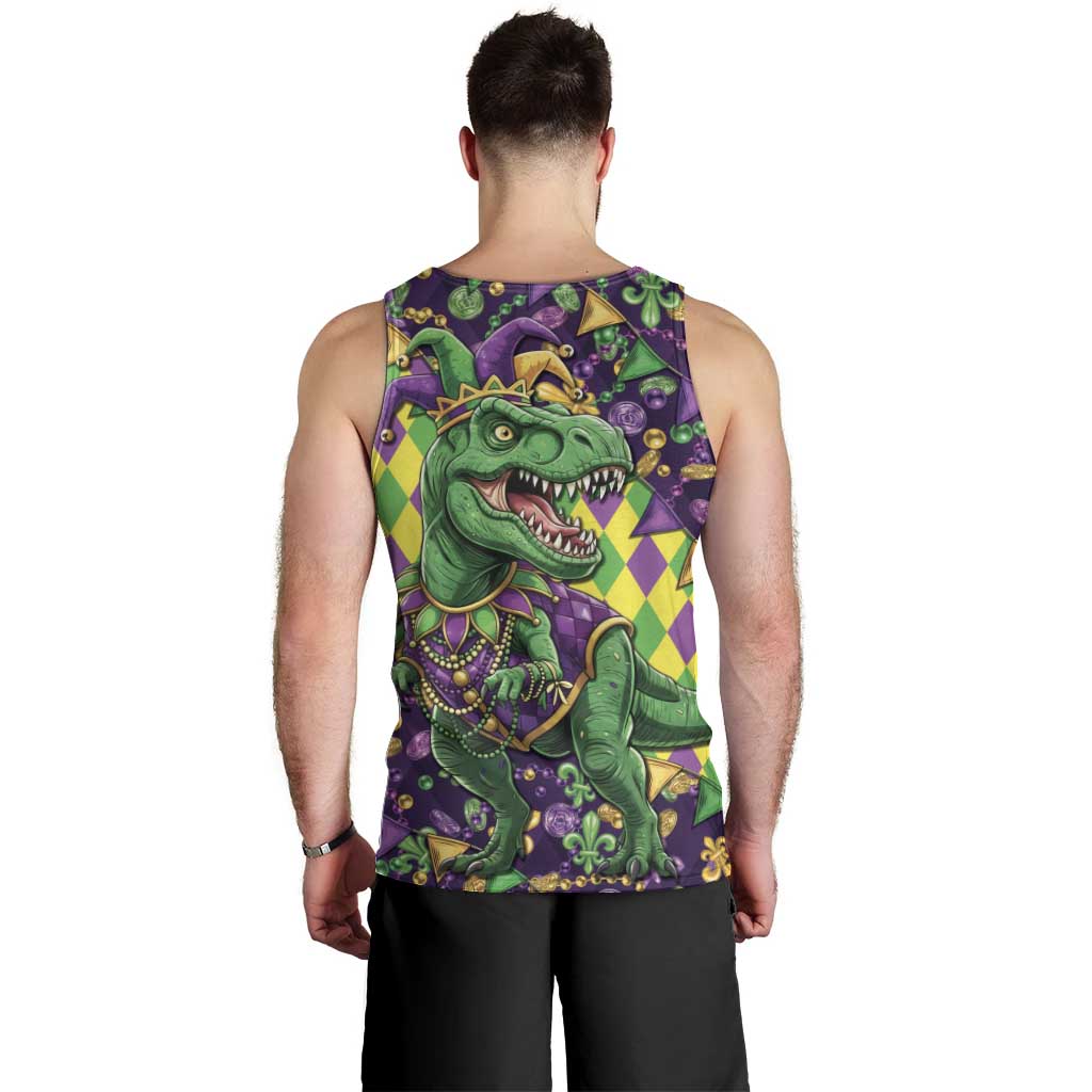 Funny Mardi Gras T-Rex Dinosaur Men Tank Top Let The Good Times Roll - Wonder Print Shop