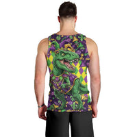 Funny Mardi Gras T-Rex Dinosaur Men Tank Top Let The Good Times Roll - Wonder Print Shop