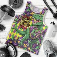 Funny Mardi Gras T-Rex Dinosaur Men Tank Top Let The Good Times Roll - Wonder Print Shop