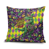Funny Mardi Gras T-Rex Dinosaur Pillow Cover Let The Good Times Roll - Wonder Print Shop