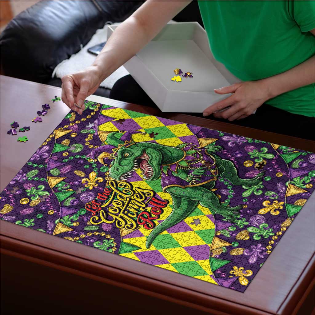 Funny Mardi Gras T-Rex Dinosaur Puzzle Let The Good Times Roll - Wonder Print Shop