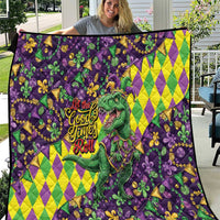 Funny Mardi Gras T-Rex Dinosaur Quilt Let The Good Times Roll - Wonder Print Shop