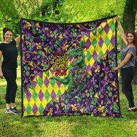 Funny Mardi Gras T-Rex Dinosaur Quilt Let The Good Times Roll - Wonder Print Shop
