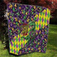 Funny Mardi Gras T-Rex Dinosaur Quilt Let The Good Times Roll - Wonder Print Shop
