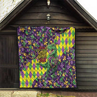 Funny Mardi Gras T-Rex Dinosaur Quilt Let The Good Times Roll - Wonder Print Shop