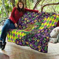 Funny Mardi Gras T-Rex Dinosaur Quilt Let The Good Times Roll - Wonder Print Shop