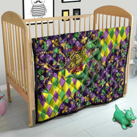Funny Mardi Gras T-Rex Dinosaur Quilt Let The Good Times Roll - Wonder Print Shop