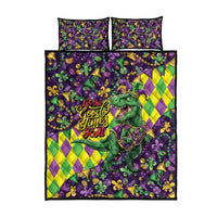 Funny Mardi Gras T-Rex Dinosaur Quilt Bed Set Let The Good Times Roll - Wonder Print Shop