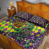 Funny Mardi Gras T-Rex Dinosaur Quilt Bed Set Let The Good Times Roll - Wonder Print Shop