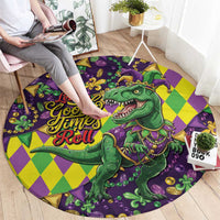 Funny Mardi Gras T-Rex Dinosaur Round Carpet Let The Good Times Roll - Wonder Print Shop