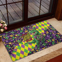 Funny Mardi Gras T-Rex Dinosaur Rubber Doormat Let The Good Times Roll - Wonder Print Shop