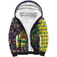 Funny Mardi Gras T-Rex Dinosaur Sherpa Hoodie Let The Good Times Roll - Wonder Print Shop
