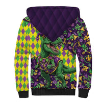 Funny Mardi Gras T-Rex Dinosaur Sherpa Hoodie Let The Good Times Roll - Wonder Print Shop