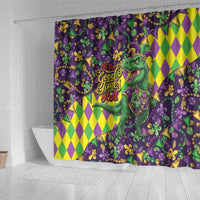 Funny Mardi Gras T-Rex Dinosaur Shower Curtain Let The Good Times Roll - Wonder Print Shop