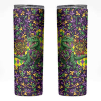 Funny Mardi Gras T-Rex Dinosaur Skinny Tumbler Let The Good Times Roll - Wonder Print Shop