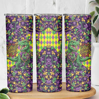 Funny Mardi Gras T-Rex Dinosaur Skinny Tumbler Let The Good Times Roll - Wonder Print Shop